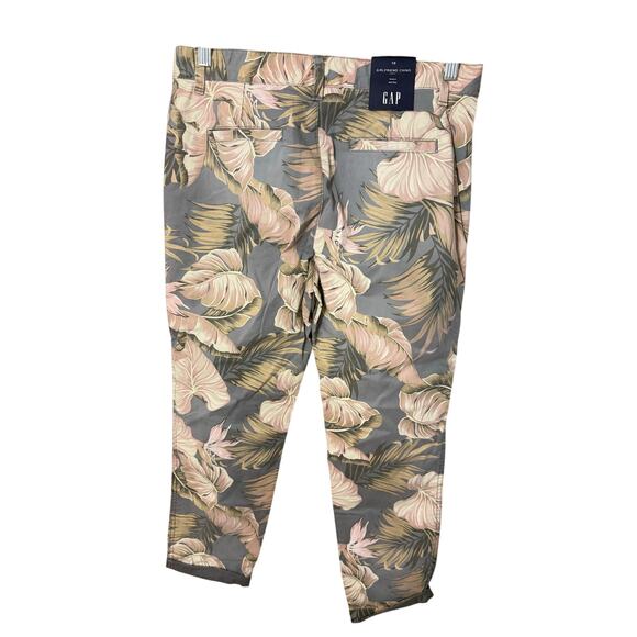 NWT GAP Sz 10 Girlfriend Chino Pants Blue Pink Hawaiian Floral Pattern MSRP $59 - Picture 2 of 6